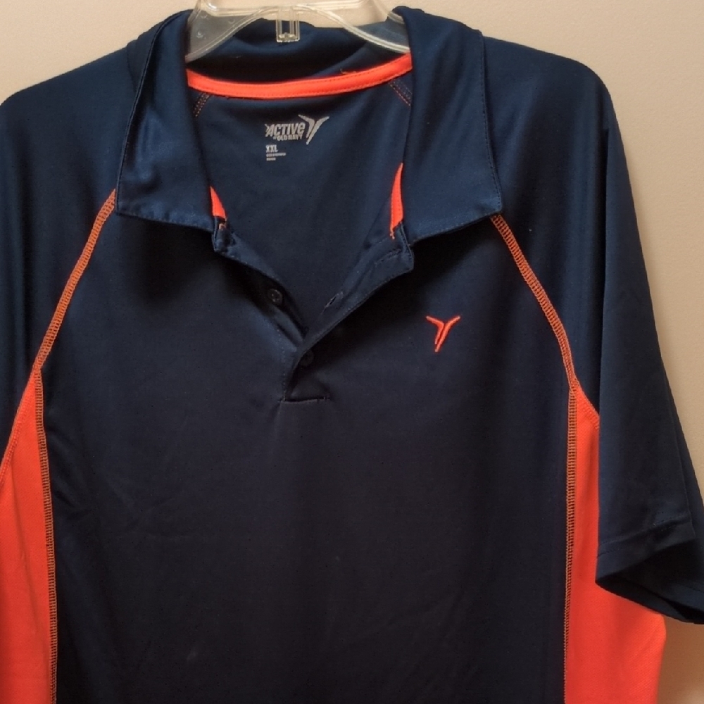 Men's Old Navy, Navy and Orange Polo Shirt, short sleeved, poly